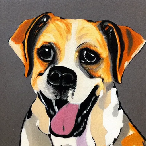 Image similar to Portrait of dog, fine art, made by John emms