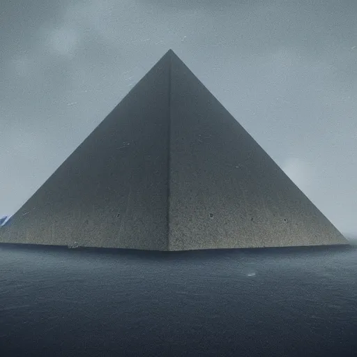 brutalist pyramid fortress in the ocean, storm, highly | Stable ...