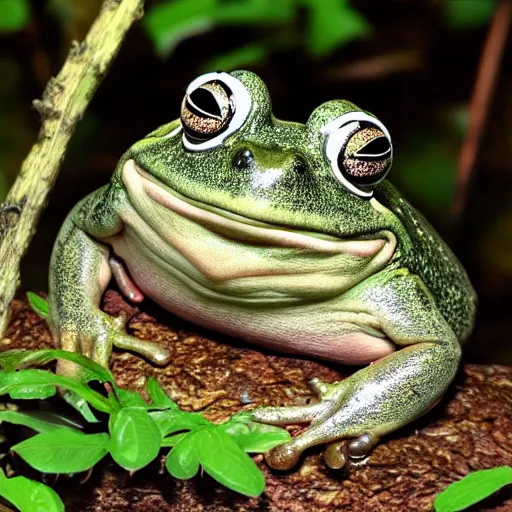 Prompt: a fat happy frog