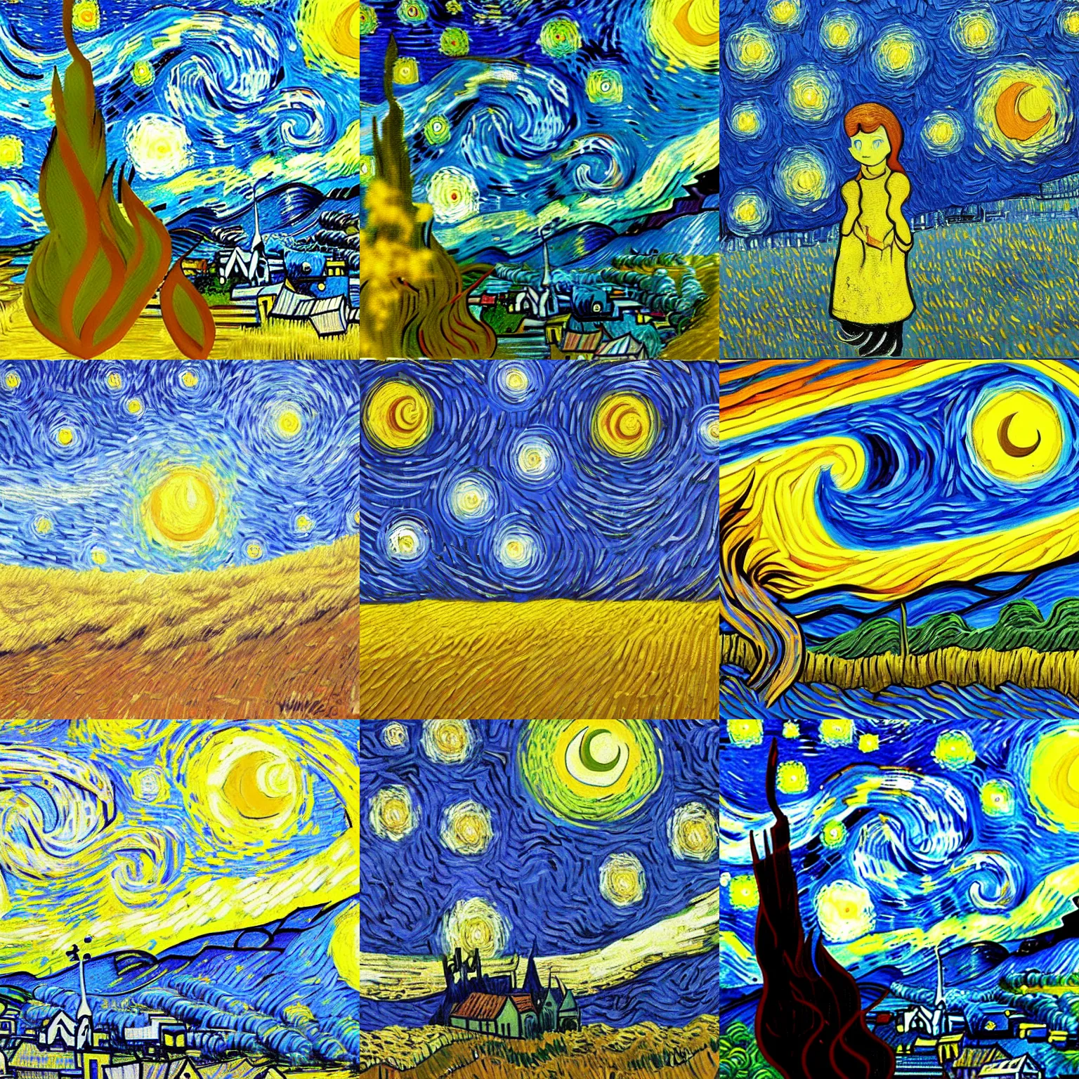 Prompt: sunny day - art inspired by the starry night by vincent van gogh