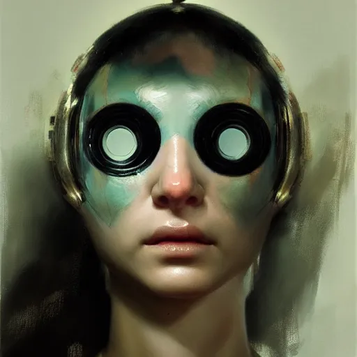 Prompt: hyperrealistic portrait of a one - eyed female cyclops, by ruan jia