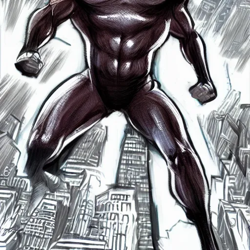 Prompt: very detailed full body concept character portrait illustration of saitama in new york city doing an action pose, action scene, digital illustration, concept art, matte painting, digital painting, illustration, amazing value control, 8 k, ultra detailed, in the style of sony pictures animation, minimal artifacts, rubber suit, graphic style