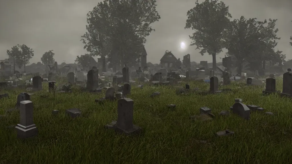 Image similar to grave diggers in graveyard on a stormy night, unreal engine,