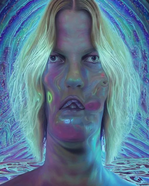 Prompt: portrait ultra dimensional species natasha henstridge entity, accidentally tripping on dmt and acid, psychedelic experience, overwhelming psychosis of self realization and burning awakening, ultra high definition, unreal engine 5, hyperrealism, masterpiece composition, by casey weldon, barclay shaw 8 k photorealistic