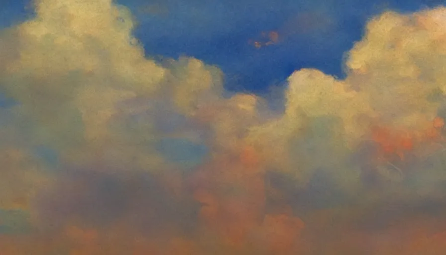 Prompt: a man placed a baby and looked under the burning clouds in the sky. 4 k rendering, impressionist painting style