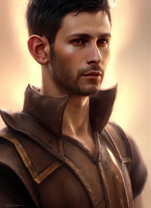 Image similar to a _ fantasy _ style _ portrait _ painting _ of light brown argentinian male short black hair defined chiseled facial features face big ears, rpg dnd oil _ painting _ unreal _ 5 _ daz. _ rpg _ portrait _ extremely _ detailed _ artgerm _ greg _ rutkowski _ greg