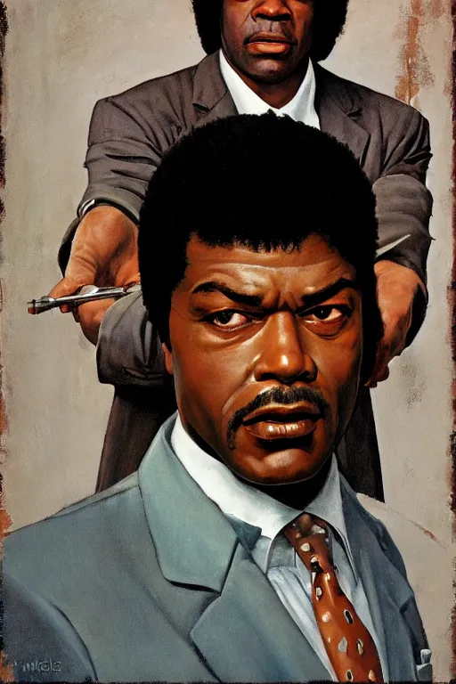 Prompt: Marcellus Wallace from Pulp Fiction painted by Norman Rockwell