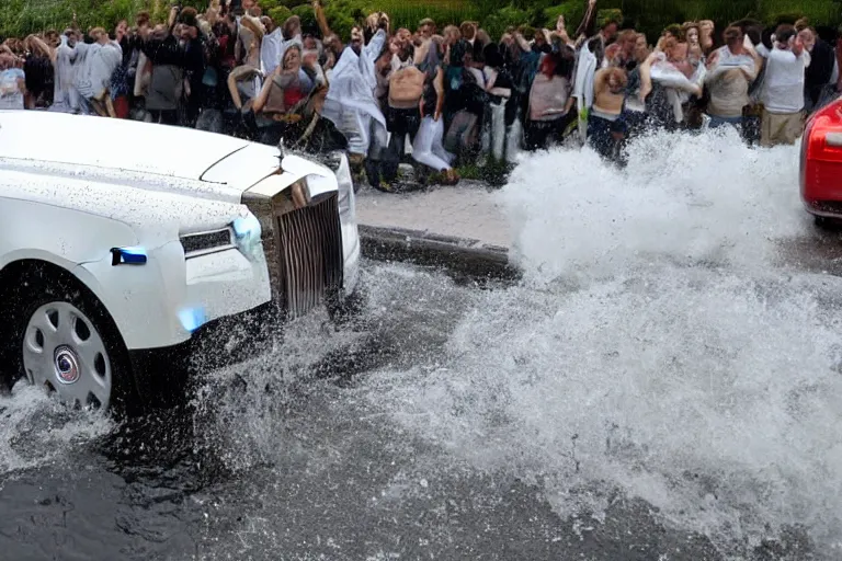 Image similar to stoned teenagers decided to drown Rolls-Royce