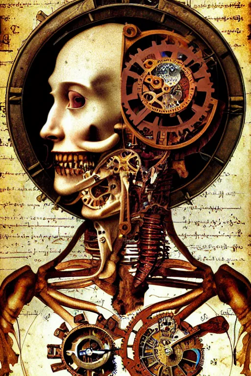 Image similar to anatomical steampunk collage sheet by leonardo da vinci, digital art highly detailed