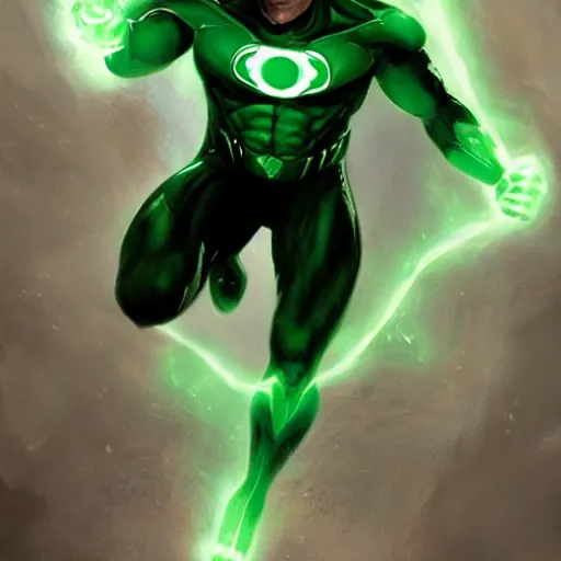 Image similar to Nathan Fillion as Green Lantern, DC art, art by greg rutkowski, matte painting, trending on artstation