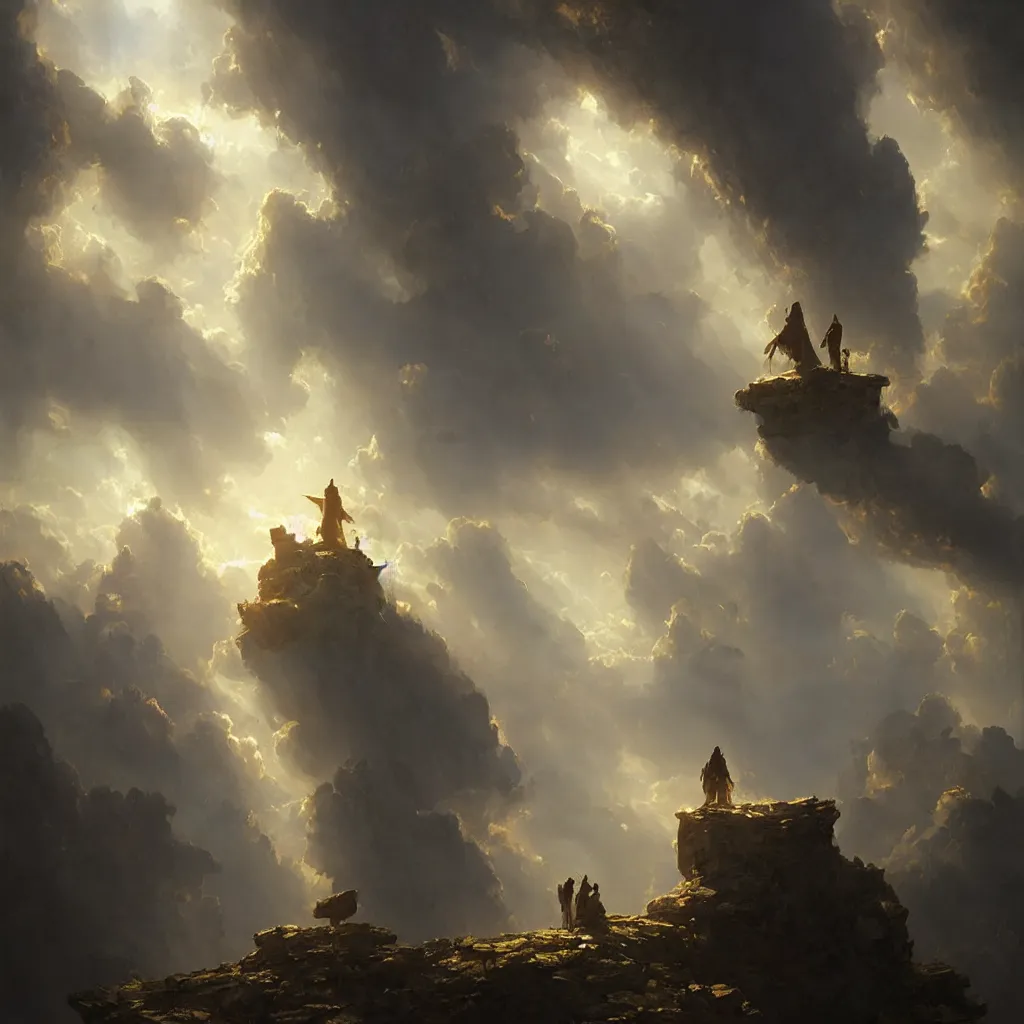 Image similar to ta ha, volumetric lighting, highly detailed, by greg rutkowski, god looking at me, lofty heavens