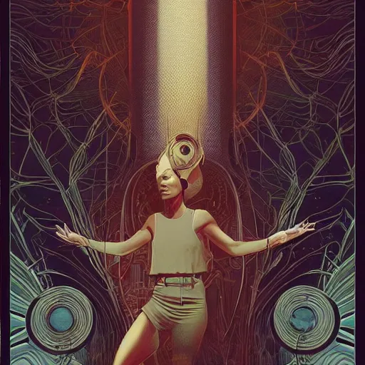 Image similar to poster artwork by Michael Whelan and Tomer Hanuka, Karol Bak of collective consciousness as imagined by Carl Jung, from scene from True Detective, clean, simple illustration, nostalgic, domestic, full of details