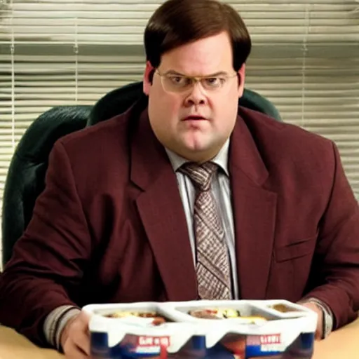 Image similar to dwight schrute pretending to be brian baumgartner