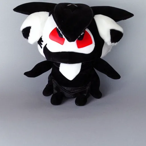 Image similar to cute fumo chibi plush imp, black and white with hearts, soft shadow, vray
