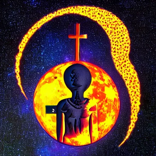 Image similar to ankh shining in front of the glowing moon