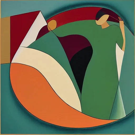 Image similar to woman woman as the natural landscape, her curves form the mountains and rivers of this land , high quality art in the style of cubism and georgia o’keefe,