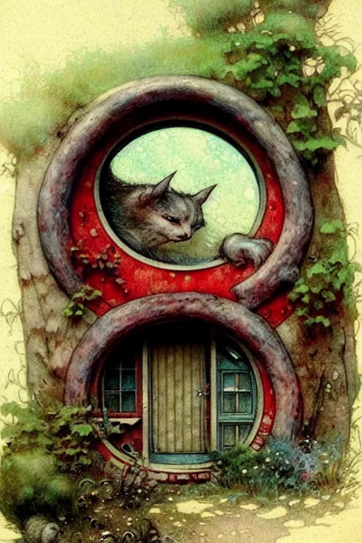 Image similar to ( ( ( ( ( 1 9 5 0 s retro future hobbit house window. muted colors. ) ) ) ) ) by jean baptiste monge!!!!!!!!!!!!!!!!!!!!!!!!! chrome red