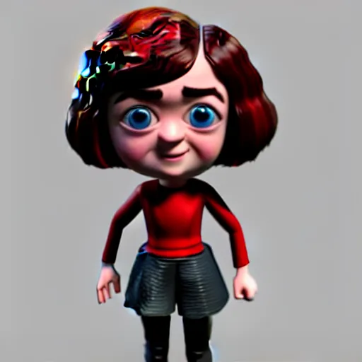 Image similar to maisie williams like a toy made by pixar, conceptual 3 d render