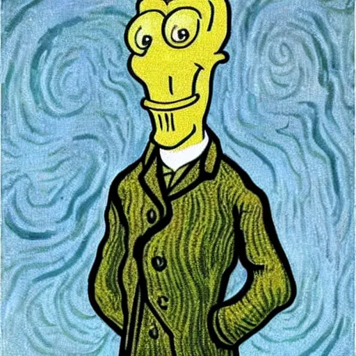 Image similar to handsome squidward, van gogh style