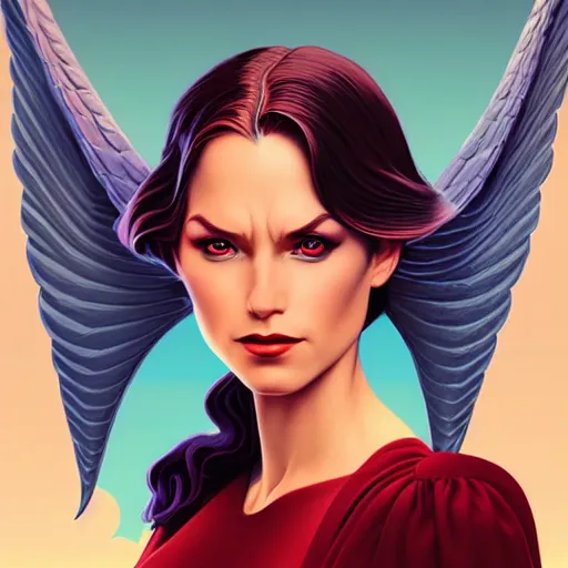 Image similar to portrait of a powerful pretty woman with wings, digital art,, concept art, smooth, sharp focus, illustration, symmetry face, fine details. art by alex ross, brittney lee, disney, anime - h 6 4 0