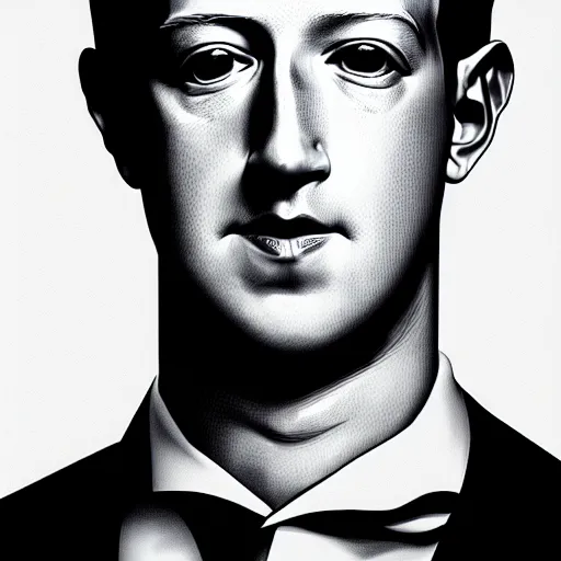 Prompt: Mark Zuckerberg wearing a suite made of hair, highly detailed, high contrast, beautiful lighting, award winning, trending on art station, 8k