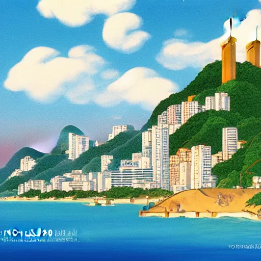 Image similar to Rio de janeiro by studio ghibli