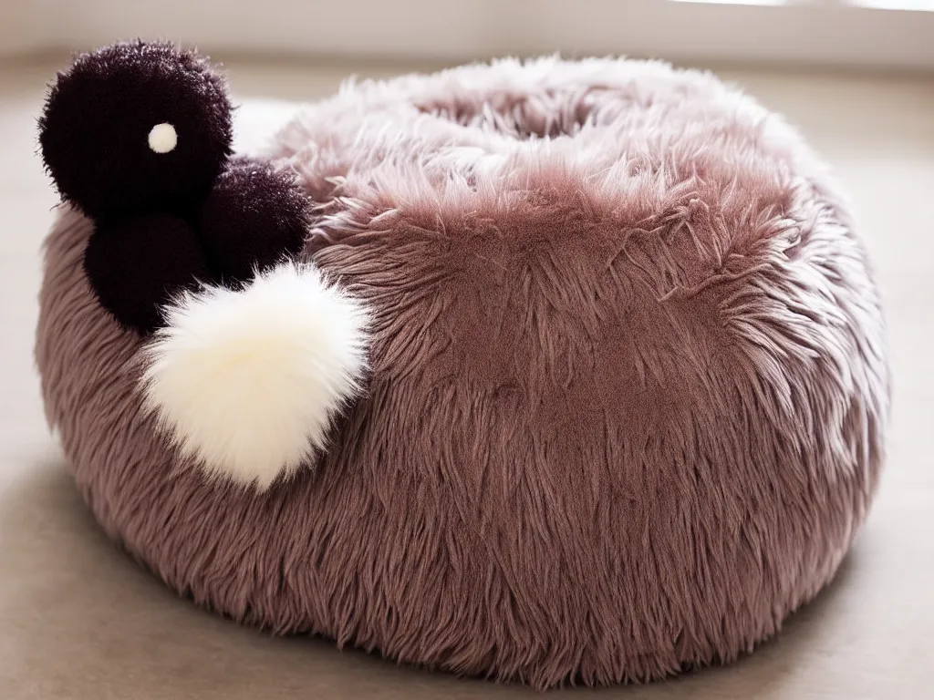 Prompt: a cute fuzzy plush round monster