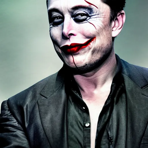 elon musk as the joker. correct makeup. film poster. | Stable Diffusion