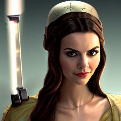 Image similar to victoria justice as princess padme in star wars episode 3, 8 k resolution, cinematic lighting, anatomically correct