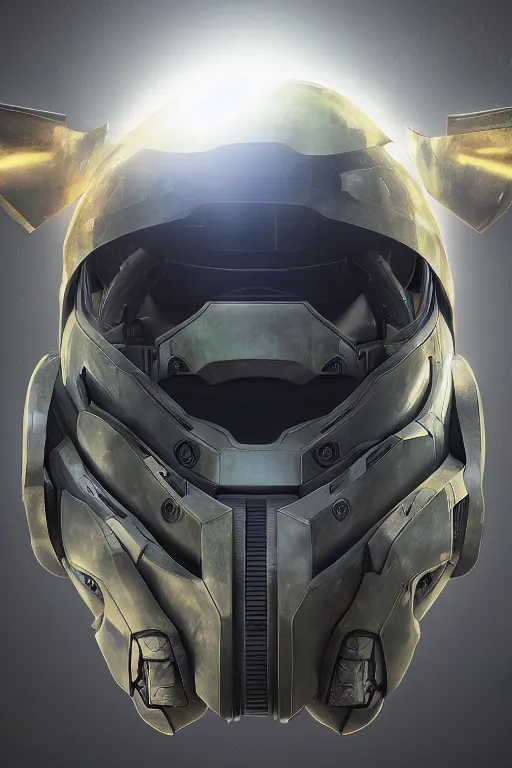 Image similar to robot ninja mask helmet halo master chief radiating a glowing aura global illumination ray tracing hdr fanart arstation by ian pesty and katarzyna da „ bek - chmiel