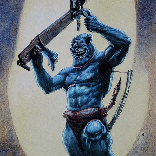 Prompt: orc spaceman shooting a bow, digital painting, by bowater charlie, by delville jean