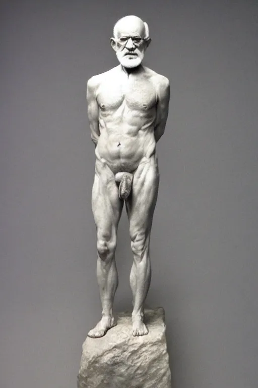 Image similar to full body, sigmund freud sculpture by auguste rodin