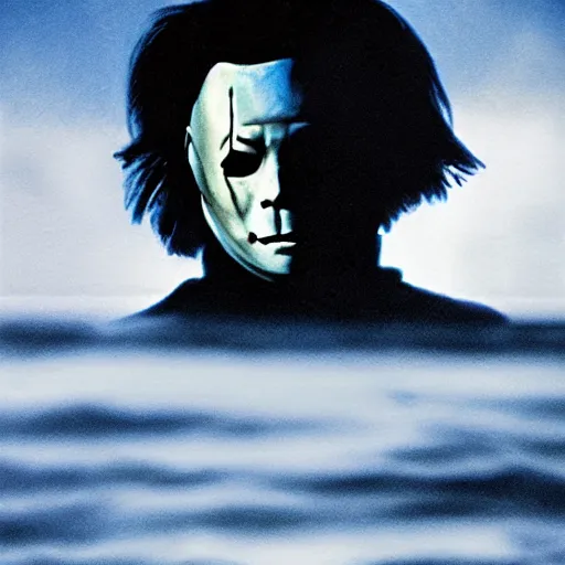 Prompt: michael myers in ocean