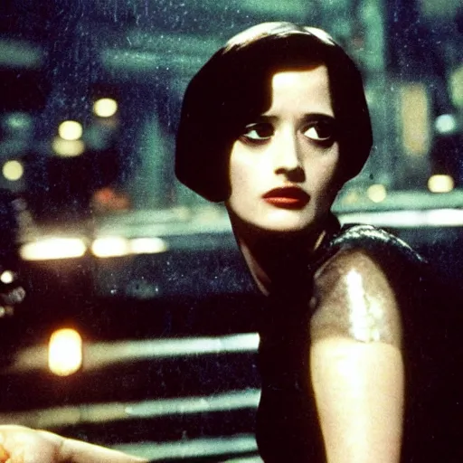 Image similar to a movie still of eva green in blade runner