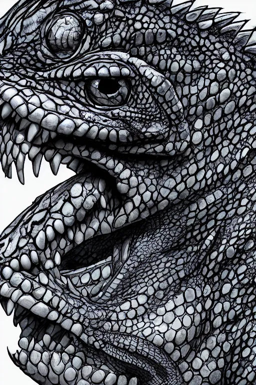 Image similar to lizardman, gray scales, anime, hd,