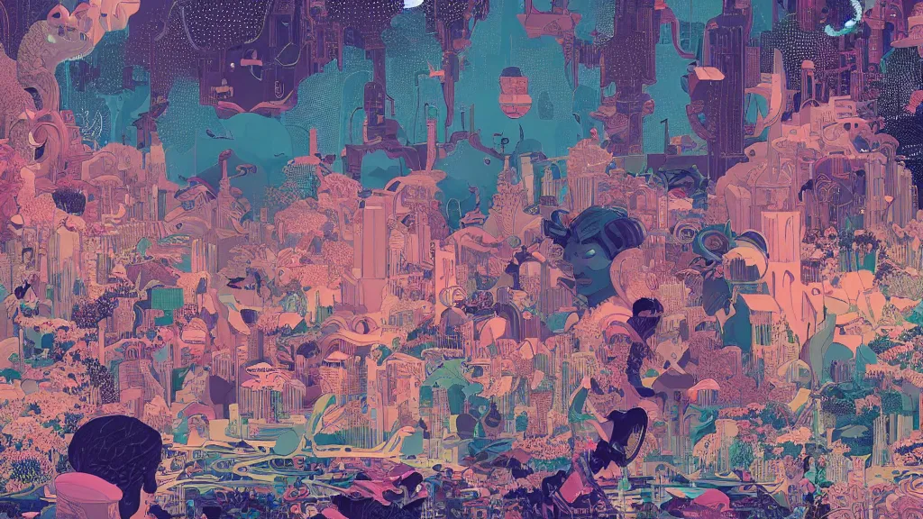 Image similar to Wonderland, Intricate ultradetailed illustration by Tomer Hanuka, by Victo Ngai, by Beeple
