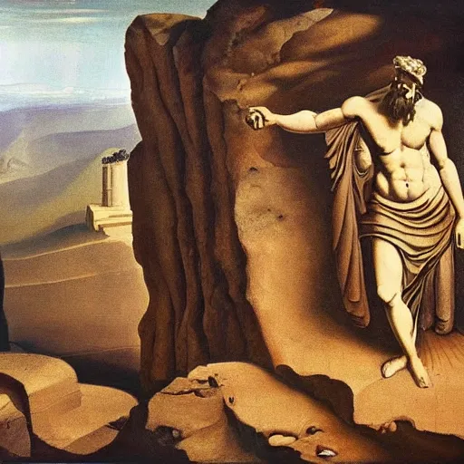 Image similar to Plato's allegory of the cave, surrealist painting
