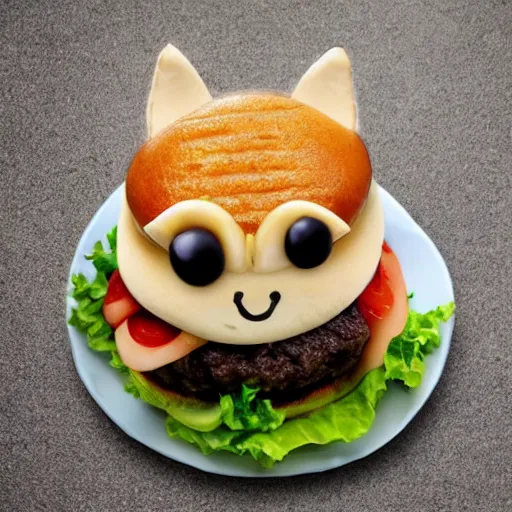 Image similar to cute burger in the shape of a cat