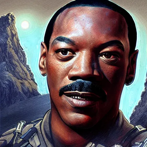 Image similar to Eddie Murphy as a navy SEAL, high resolution fantasy concept art, intricate details, soft lighting