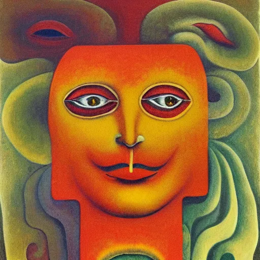 Image similar to floral face portrait by leonetto cappiello and wojciech siudmak and ernst fuchs, anni albers, oil on canvas