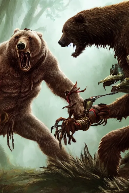 Image similar to Predator fighting a bear highly detailed artstation