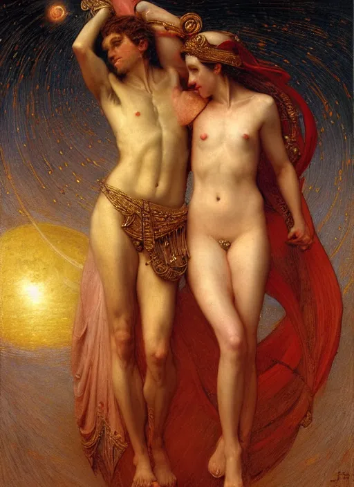 Prompt: the third sphere, venus : the lovers from dante's divine comedy. highly detailed painting by gaston bussiere, craig mullins, j. c. leyendecker 8 k