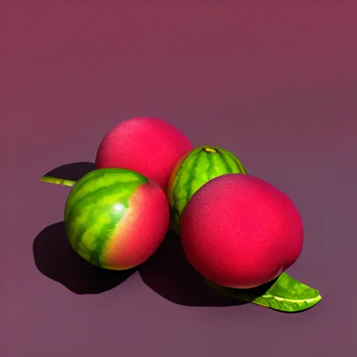 Image similar to a crossbreed between a plum and a watermelon, trending on artstation, zbrush, mannerism, photorealistic, professional photography, 4 k, 8 k