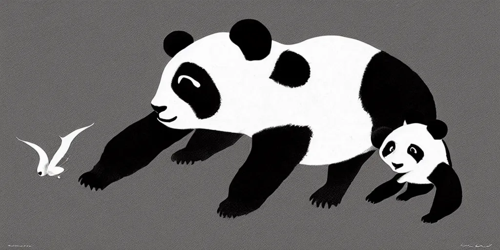 Image similar to “a lovely panda animation style. Concept art by Nico Marlet”