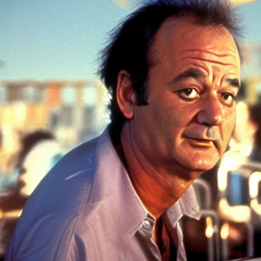 Image similar to bill murray in fear and loathing in las vegas, movie still, promotional shot