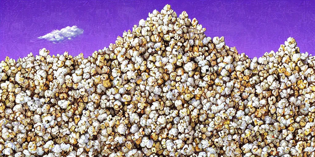 Prompt: mountain of popcorn burying the White House digital art high detail