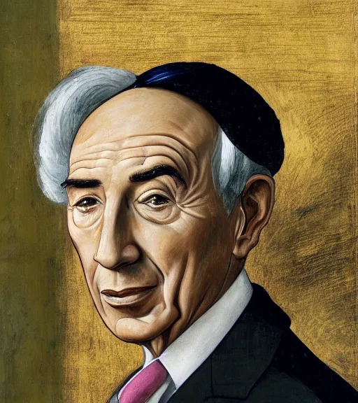 Prompt: a portrait of shimon peres, by botticelli