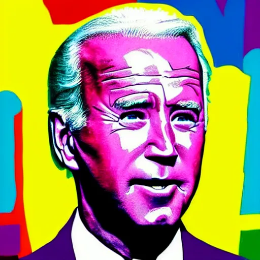 Prompt: rainbow joe biden. pop art