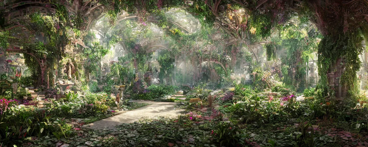 Image similar to ,inside a magical ethereal garden, highly detailed, 4k, HDR, award-winning, artstation, octane render