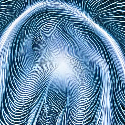 Image similar to fractal fibres in a vortex peering through macro